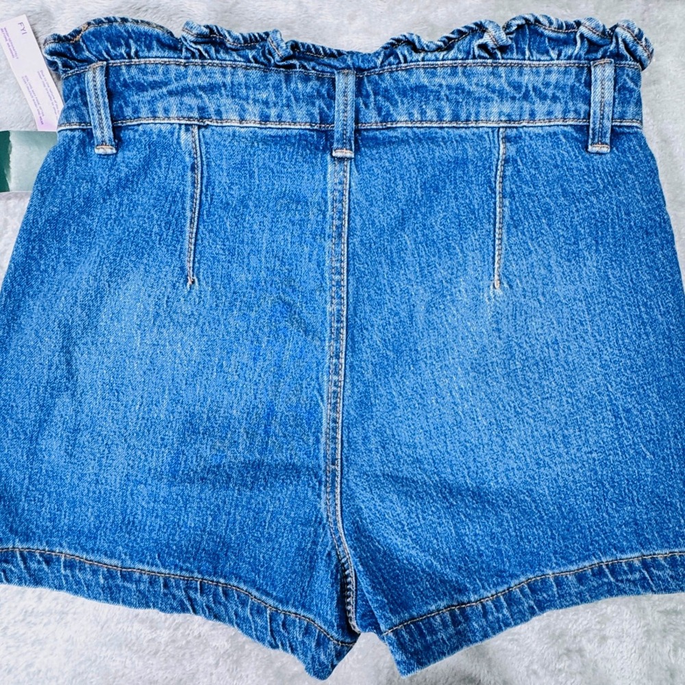 Paperbag Waist Size 8 Wild Fable Womens High Rise Button Fly Denim Shorts Blue - Picture 8 of 12